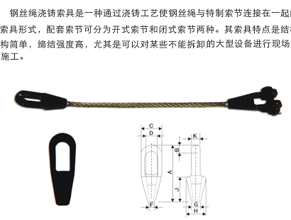 钢丝绳浇铸索具 闭式索节